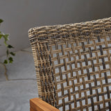 Outdoor 3-Seater Wicker Weave Sofa with Acacia Wood Frame - NH797703