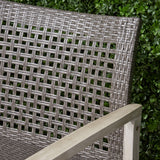 Outdoor 6 Seater Wood and Wicker Chat Set with Fire Pit - NH281803