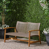 Outdoor Wood and Wicker Loveseat - NH997703
