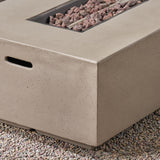 Outdoor 6 Seater Wood and Wicker Chat Set with Fire Pit - NH281803