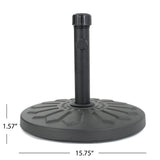 Traditional Round Black Steel Umbrella Base with Sunflower Design - NH914003