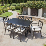 Expandable 7-9 Piece Outdoor Cast Aluminum Dining Set w/ Umbrella Hole - NH370103