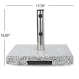 Outdoor Natural Grey Granite and Stainless Steel Umbrella Base - NH873003
