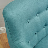 Buttoned Mid Century Modern Dark Teal Fabric Club Chair - NH844103