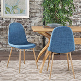 Mid Century Fabric Dining Chairs with Wood Finished Metal Legs (Set of 2) - NH037103