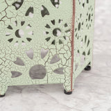 Outdoor 12 Inch Crackle Green Sunburst Iron Side Table - NH959103