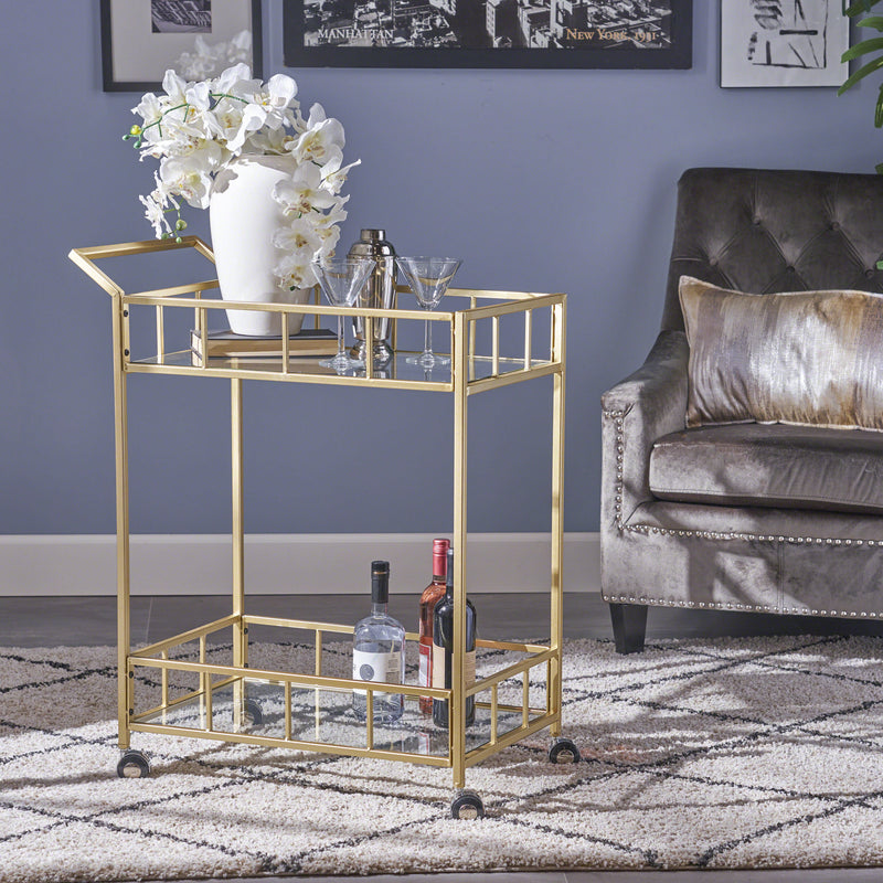 Indoor Modern Iron and Glass Bar Cart - NH864403