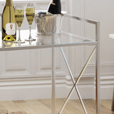 Modern Iron and Glass Bar Cart, Silver - NH964403