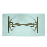 Mid-Century Acacia Wood Desk with Tempered Glass Top - NH941203