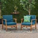 Outdoor Teak Finished Acacia Wood Club Chairs with Water Resistant Cushion - NH222203