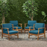 Outdoor Teak Finished Acacia Wood Club Chairs with Water Resistant Cushion - NH222203