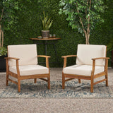 Outdoor Teak Finished Acacia Wood Club Chairs with Water Resistant Cushion - NH222203