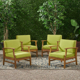 Outdoor Teak Finished Acacia Wood Club Chairs with Water Resistant Cushion - NH222203