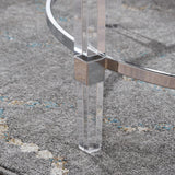 Modern Round Tempered Glass Coffee Table with Acrylic and Iron Accents - NH313203