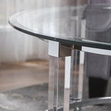 Modern Round Tempered Glass Coffee Table with Acrylic and Iron Accents - NH313203