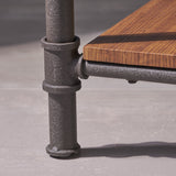 Industrial Faux Wood End Table, Teak Finish - NH942503