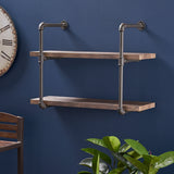 2 Shelf Industrial Pipe Design Wall Mount Floating Shelf - NH242503
