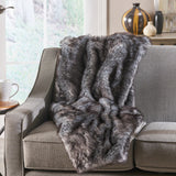 Modern Glam Rectangular Taupe Faux Fur Throw Blanket - NH332403