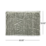 Modern Glam Rectangular Taupe Faux Fur Throw Blanket - NH332403