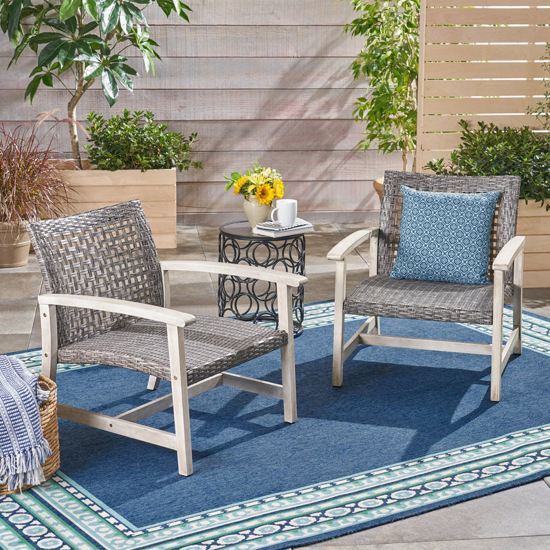 Outdoor Wood and Wicker Club Chairs - NH902503