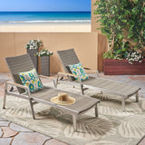 Outdoor Wicker and Aluminum Chaise Lounge, Gray Finish - NH455503