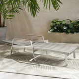 Outdoor Wicker and Aluminum Chaise Lounge, Gray Finish - NH455503