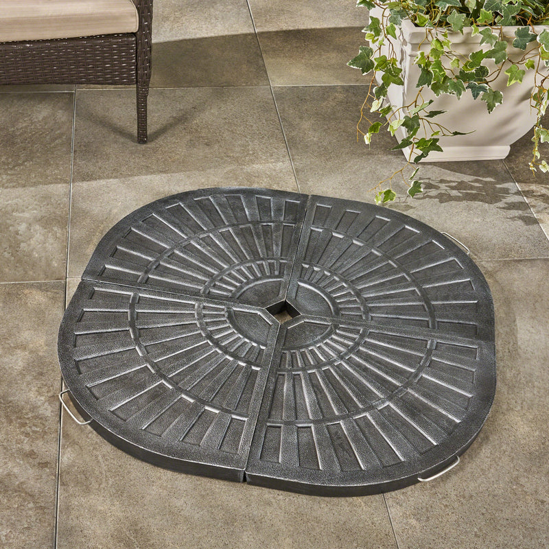 Outdoor 30lb Fan-Shaped Resin Umbrella Base (Set of 4), Brushed Black - NH586403