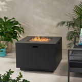 Outdoor Dark Gray Finish Iron 33 Inch Square Fire Pit - 50,000 BTU - NH303997