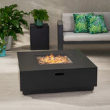 Outdoor Dark Gray Finish Iron 40 Inch Square Fire Pit - 50,000 BTU - NH610403