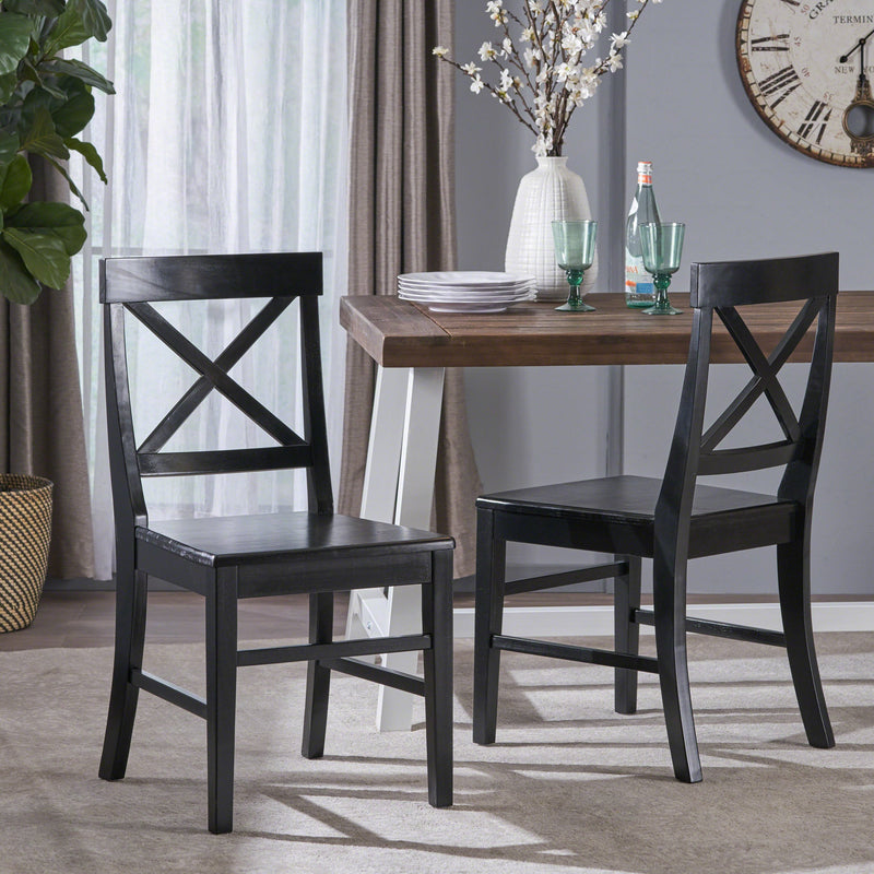 Farmhouse Acacia Wood Dining Chairs (Set of 2) - NH058303
