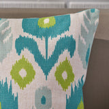 Water Resistant 18-inch Square Pillow, Teal  / Green Print - NH797503
