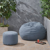 Outdoor Water Resistant 4.5 Bean Bag and 2 Ottoman Pouf Set - NH510803