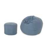 Outdoor Water Resistant 4.5 Bean Bag and 2 Ottoman Pouf Set - NH510803