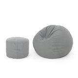 Outdoor Water Resistant 4.5 Bean Bag and 2 Ottoman Pouf Set - NH510803