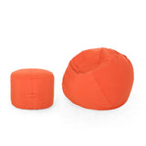 Outdoor Water Resistant 4.5 Bean Bag and 2 Ottoman Pouf Set - NH510803