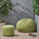 Outdoor Water Resistant 4.5 Bean Bag and 2 Ottoman Pouf Set - NH510803