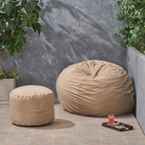 Outdoor Water Resistant 4.5 Bean Bag and 2 Ottoman Pouf Set - NH510803