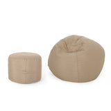 Outdoor Water Resistant 4.5 Bean Bag and 2 Ottoman Pouf Set - NH510803
