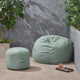 Outdoor Water Resistant 4.5 Bean Bag and 2 Ottoman Pouf Set - NH510803