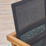 Outdoor Acacia Wood 3 Piece Dining Set with Mesh Seats - NH259603