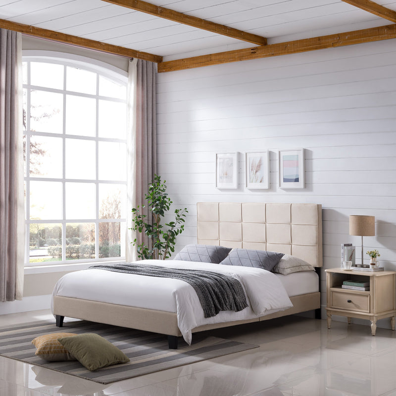 Fully-Upholstered Platform Bed Frame, Low-Profile, Contemporary - NH885703