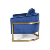 Coldwater Modern Velvet Glam Armchair with Stainless Steel Frame