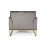 Modern Glam Button Tufted Diamond Stitch Velvet Club Chair with Gold Frame - NH376703