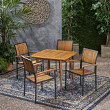 Outdoor 4 Seater Acacia Wood Square Dining Set - NH917903