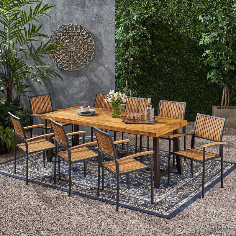 Outdoor Acacia Wood 8 Seater Dining Set - NH336903