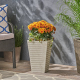 Garden Urn Planter, Square, Tapered, Riveted, Lightweight Concrete - NH814703