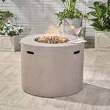 Outdoor 31-inch Round Light Weight Concrete Gas Burning Fire Pit - NH180503