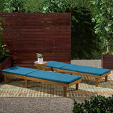 Outdoor Modern Acacia Wood Chaise Lounge with Cushion (Set of 2) - NH057013