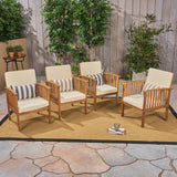 Acacia Outdoor Acacia Wood Club Chairs w/ Cushions - NH322603