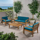 Outdoor 4 Seater Acacia Wood Chat Set with Cushions - NH712013